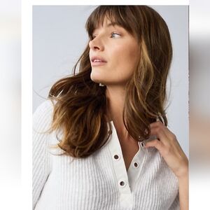 J. Jill Large Petite White Ribbed Sweater